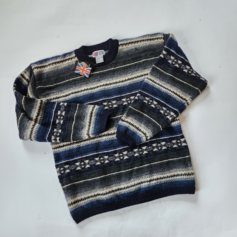 NWT 80s wool sweater, Royal Scott, mens large, Shetland wool, new with tags